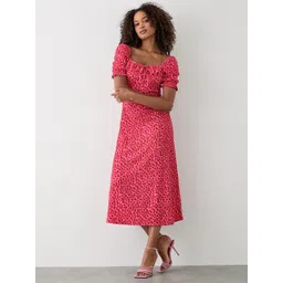 DOROTHY PERKINS Animal Print Puff Sleeve Fit & Flare Dress-picture-28