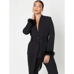 DOROTHY PERKINS Petite Faux Feather Blazer With Shoulder Pads-picture-11