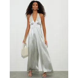DOROTHY PERKINS Silver Sheen Halter Neck Basic Jumpsuit-picture-37