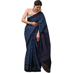 dosaya fabrics Jaipuria Block Printed Pure Cotton Mulmul Saree For Women With Unstitched Blouse-picture-10