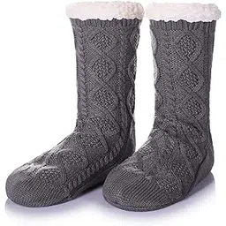 dosmart Womens Fuzzy Slipper Socks Snowflake Soft Warm Thick Fleece Lined Christmas Stockings Fluffy Winter Home Socks-picture-21