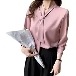 dossier’s �s Women's Formal White Top with Cuffed Sleeves (in, Alpha, M, Pink)-picture-53