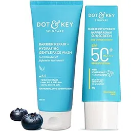 Dot & Key Barrier Repair + Hydrating Gentle Face Wash 100ml & Dot & Key Blueberry Hydrate Barrier Repair Sunscreen SPF 50+ PA++++ 50g | Skin Care Combo | For Dry & Sensitive Skin | For Women & Men-picture-45