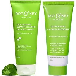 Dot & Key Cica Calming Blemish Clearing Face Wash 100ml & Cica & Niacinamide Spot Reduction Oil Free Moisturizer - 50g | For Acne Prone Skin | Skin Care Combo | For Women & Men-picture-53