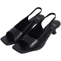 dot21 Women's TPU Heels with Bow Detail, Ankle Loop & Square Toe | Lightweight Stylish & Comfortable | Office Party Festival Occasion | Summer and Rainy Weather - Black, Anti-Slip Sole-picture-20