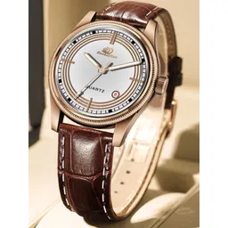 DOUBLERUN Men Dial & Leather Bracelet Style Straps Analogue Multi Function Watch H05N7007-image-9