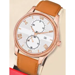 DOUBLERUN Men Dial & Leather Straps Analogue Multi Function Watch H05N5104-image-36