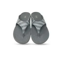 Doubleu Men Grey Striped Rubber Thong Flip-Flops-picture-42