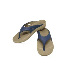 Doubleu Men Khaki & Blue Rubber Thong Flip-Flops-picture-38
