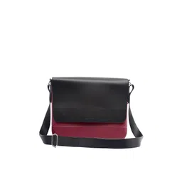 Doubleu Men Maroon & Black Colourblocked Messenger Bag-picture-27