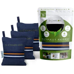 dr. charcoal Car Air Purifier Bag to remove Bad Smell & Moisture (Modish Neel, 200g x 3) Portable Car Air Purifier-picture-19