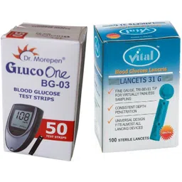 Dr. Morepen BG-03 50 Test Strips With Vital Round Glucometer Lancets-picture-14