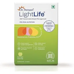 Dr. Morepen LightLife Pre-Meal Nutrition Mix | Controls Appetite & Reduces Cravings | For Men & Women | 10 Sachets | Flavor-Green Apple-picture-13