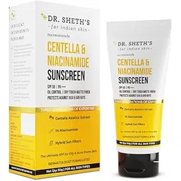 Dr Sheth's Centella & Niacinamide Sunscreen SPF 50 PA+++ | For Oily & Acne-Prone Skin | Sweat Proof & Water-Resistant | Dry Touch Matte Finish | Controls Excess Oil | Protects Against UVA & UVB Rays | For Men & Women | 50 g-picture-10