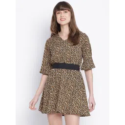 DRAAX Fashions Animal Printed A-Line Dress With Comes With A Belt-picture-31