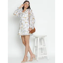 DRAAX Fashions Floral Print Puff Sleeve Fit & Flare Mini Dress-picture-30