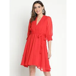 DRAAX Fashions Puff Sleeve Fit & Flare Dress-picture-21