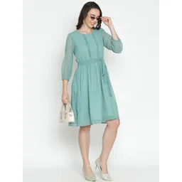 DRAAX Fashions Puff Sleeve Fit & Flare Dress-picture-22