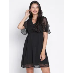 DRAAX Fashions Self Design Gathered A-Line Dress-picture-36