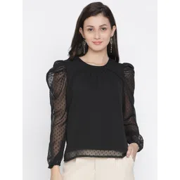 DRAAX Fashions Self Design Puff Sleeves Top-picture-11