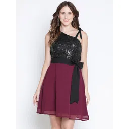 DRAAX Fashions Sequins Embellished Fit and Flare Dress-picture-10