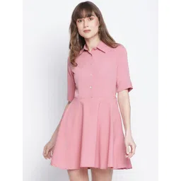 DRAAX Fashions Shirt Collar Mini Fit & Flare Dress-picture-32