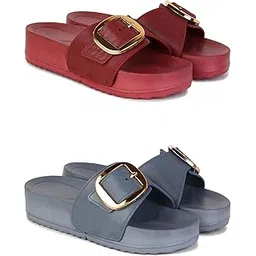 drackfoot Women's Sandals | Lightweight Wear| Stylish & Easy to Wear For Women'S GR-SAN-(2-COMBO)-1996-1998-picture-11