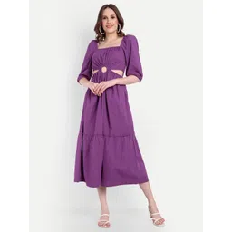 DRAPE AND DAZZLE Cut-Outs Cotton Fit & Flare Midi Dress-picture-11