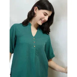 DRAPE AND DAZZLE Mandarin Collar Top With Trousers Co-Ords Set-picture-39