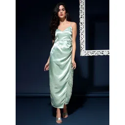 DRAPE AND DAZZLE Shoulder Straps V-Neck Straight Maxi Dress-picture-23