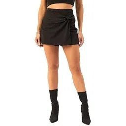 Women's Regular High Rise Above Knee Stretchable Lycra Blend Skort | DD-122-image-32