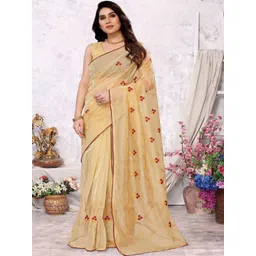DRAPENIC Floral Embroidered Net Saree-picture-18
