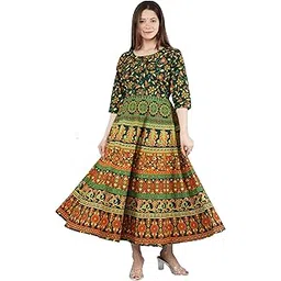Drashti Textiles Designer Cotton Kurtis Jaipuri Printed Work Free Size Up to XXL-picture-30