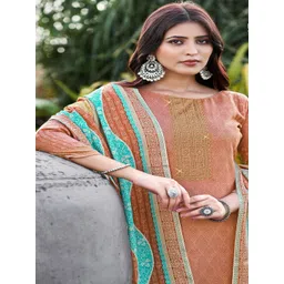 DRAVINAM Trends Floral Printed Pashmina Unstitched Dress Material image 2