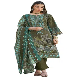 DRAVINAM Trends Floral Printed Thread Work Pure Cotton Unstitched Dress Material-picture-24