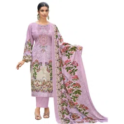 DRAVINAM Trends Floral Printed Thread Work Pure Cotton Unstitched Dress Material-picture-28