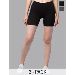DRAXSTAR Women Pack Of 2 Skinny Fit Low-Rise Cycling Sports Shorts-picture-38