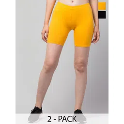 DRAXSTAR Women Pack of 2 Skinny Fit Low-Rise Shorts-picture-39