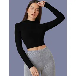 dream beauty fashion Casual Regular Sleeves Solid Women Black Top-picture-31