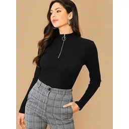 dream beauty fashion Casual Regular Sleeves Solid Women Black Top-picture-41