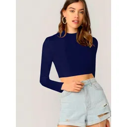 dream beauty fashion Casual Regular Sleeves Solid Women Dark Blue Top-picture-40