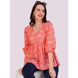 Dream Beauty Fashion Floral Print Puff Sleeve Empire Top-picture-34