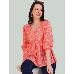 Dream Beauty Fashion Floral Print Puff Sleeve Empire Top-picture-42