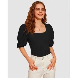 dream beauty fashion Square-Neck Bishop Sleeves Top-picture-14