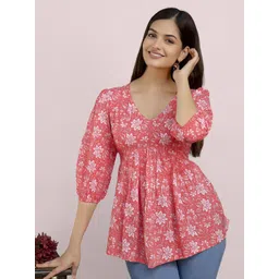 Dream Beauty Fashion top-74-mahi-peach Women Floral Printed Peplum Regular Top-picture-16