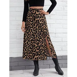 dream beauty fashion Women Animal Print Flared Black Skirt-picture-10