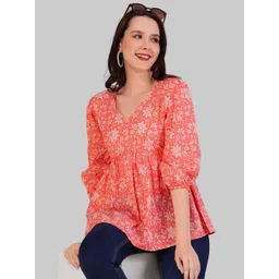 Dream Beauty Fashion Women Floral Print Puff Sleeve Top-picture-35