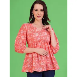 Dream Beauty Fashion Women Floral Printed Puff Sleeve Peplum Top-picture-12