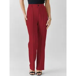 Dream Beauty Fashion Women Solid Straight Fit High-Rise Easy Wash Pleated Trousers-picture-22