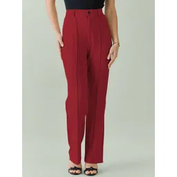 Dream Beauty Fashion Women Solid Straight Fit High-Rise Pleated Trousers-picture-23